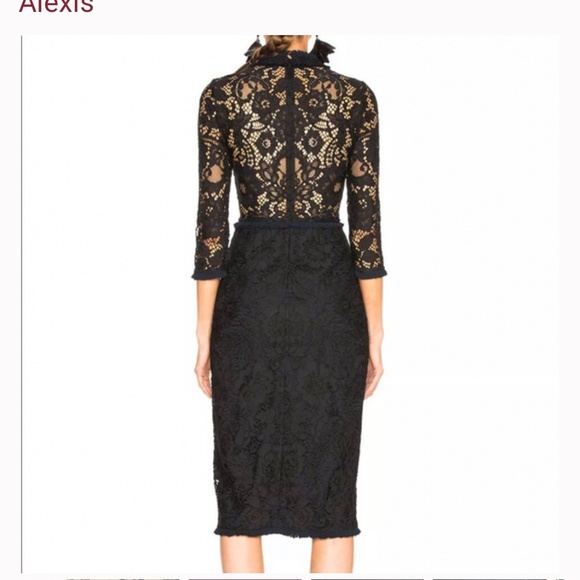 Alexis Lace Dress High Neck Midi - Picture 5 of 9